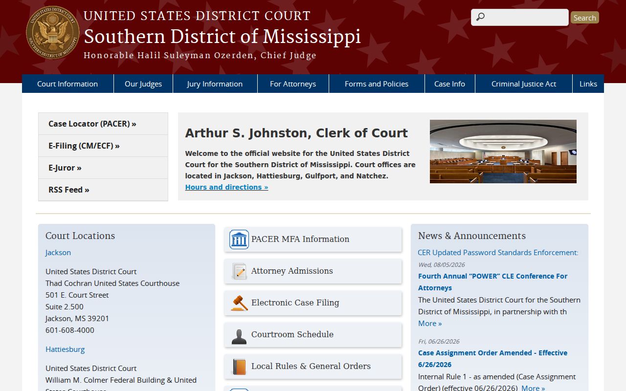 Lawrence County docket search Southern District court access