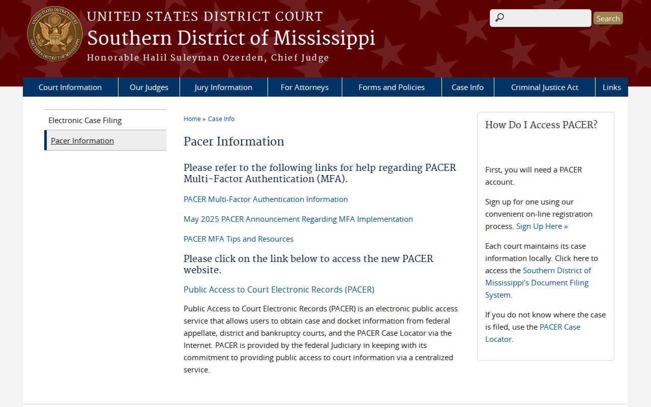 Lawrence County docket search federal PACER information