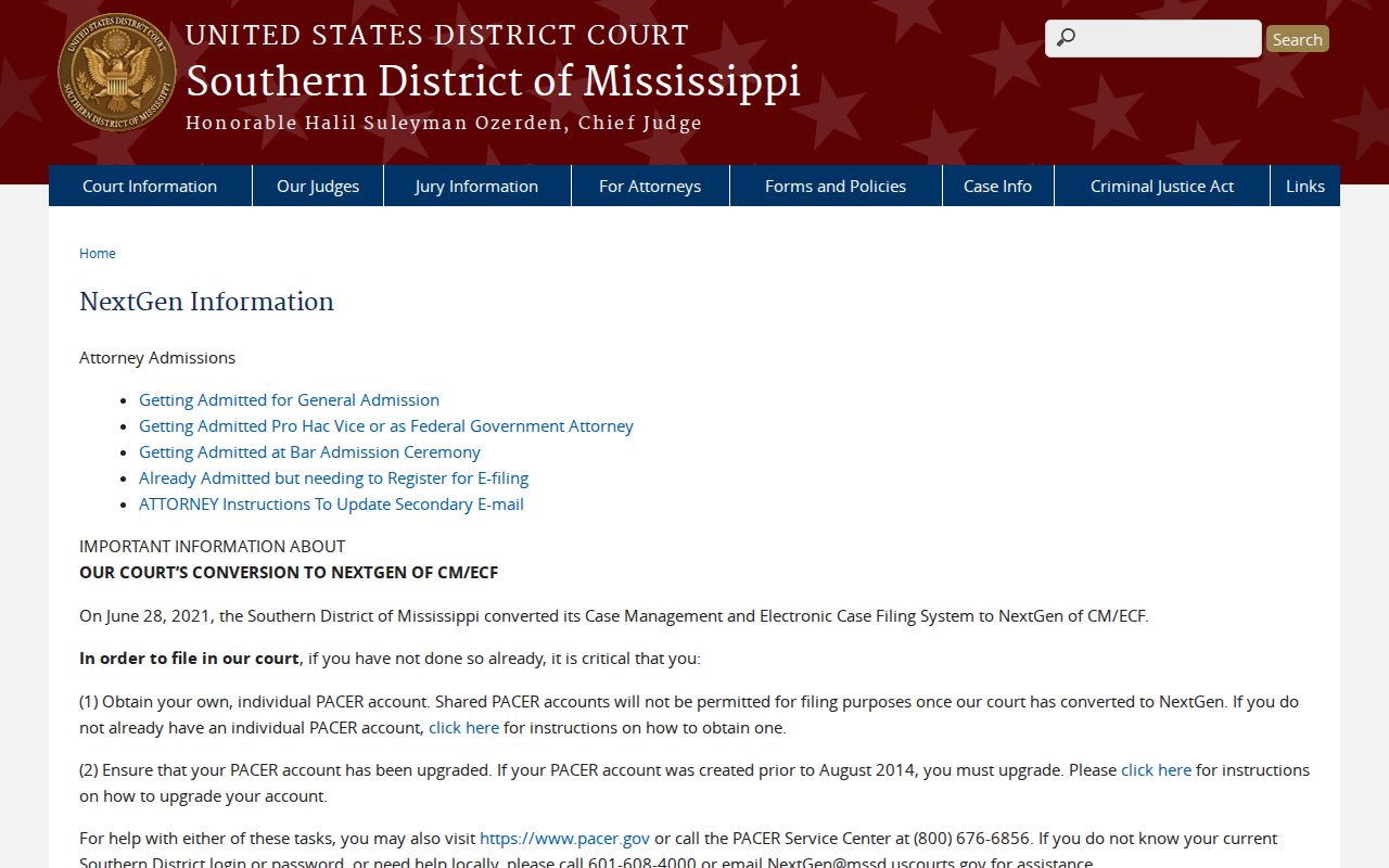 Lawrence County docket search federal NextGen access