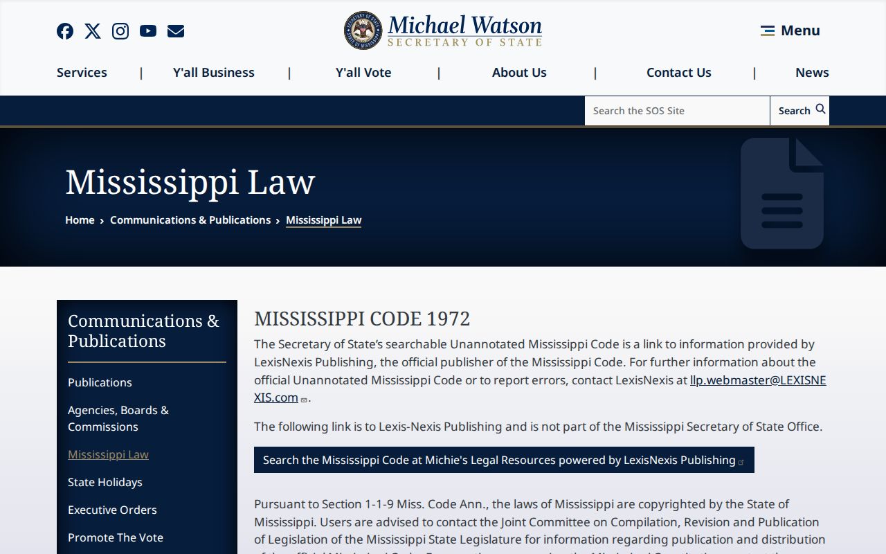 Lawrence County civil court docket Mississippi law access source