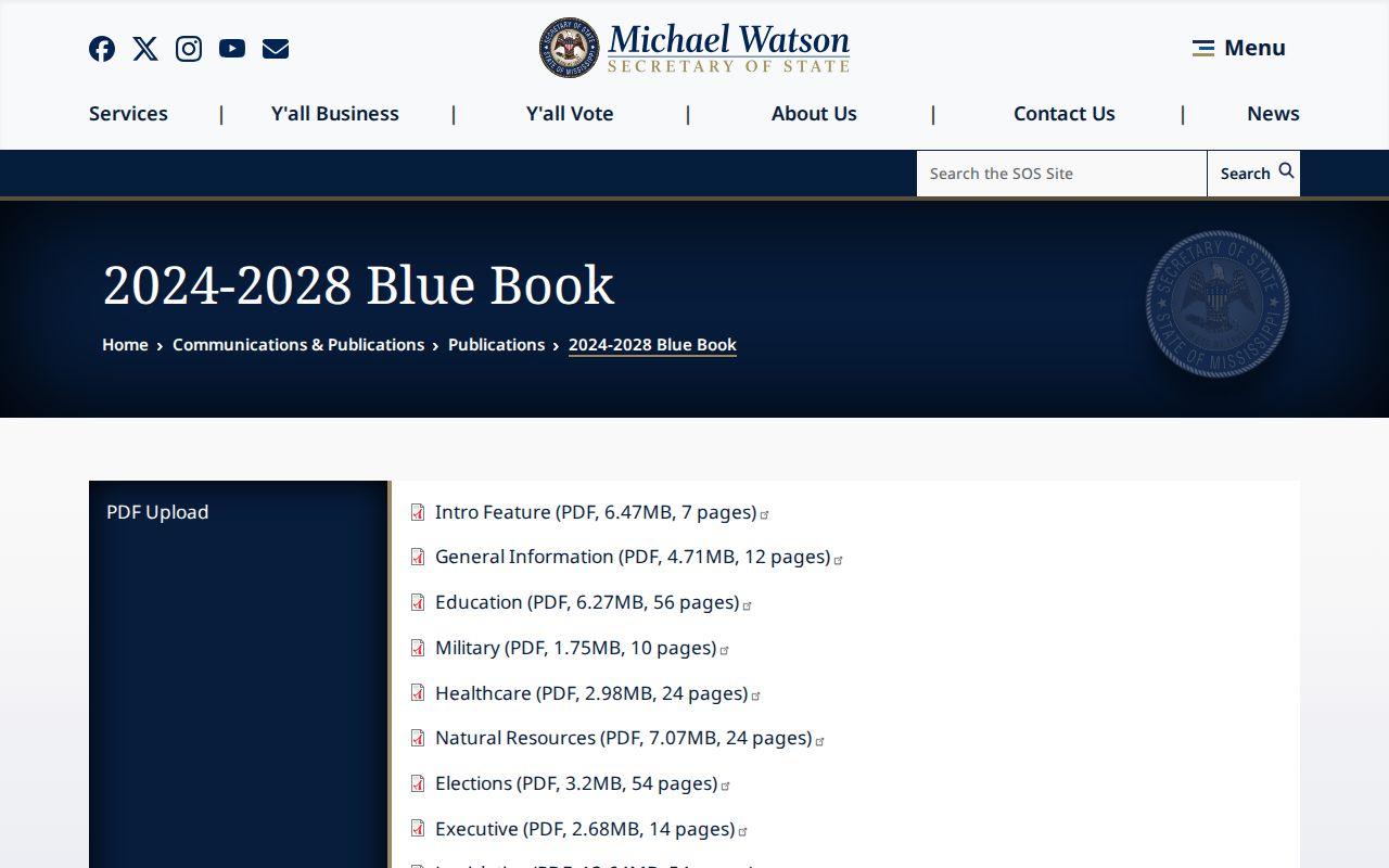 Lawrence County court records access through the Mississippi Blue Book
